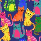 Silky Estampado 1.10 Gatos Azul Marino