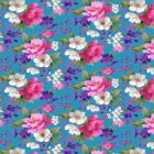 Silky Estampado 1.10 Flor Grande Azul Turqueza