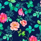 Silky Estampado 1.10 Flor Mediano Azul Marino
