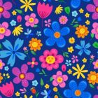 Silky Estampado 1.50 Flor Mediana Azul Rey