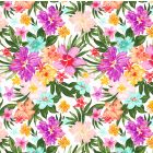 Brush Raya Estampado Flor Hawái Blanco