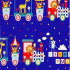 Polar Fleece Estampado Infantil Animales Azul Rey