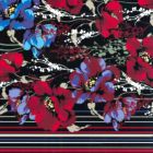 Rayon Flame Estampado Flor Grande Negro