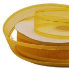 Listón de Organza con Orilla Metálica Amarillo Mango-Oro #5