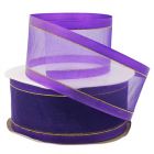 Listón de Organza con Orilla Metálica Morado-Oro #12