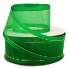 Listón de Organza con Orilla Metálica Verde Bandera-Oro #12