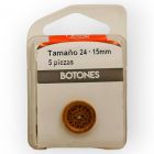 Botones en Cajita 15 mm Madera Natural Mod.1552428