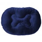 Cama para Mascota Ovalada Velour Chica Azul Marino