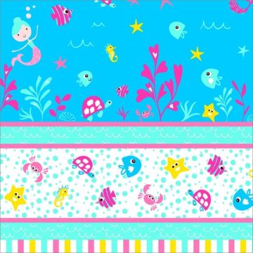 Jamaica Cenefas Sirena Y Peces Azul Turquesa