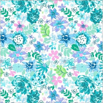 Micro Fibra Estampado Flor Mediana Verde Agua