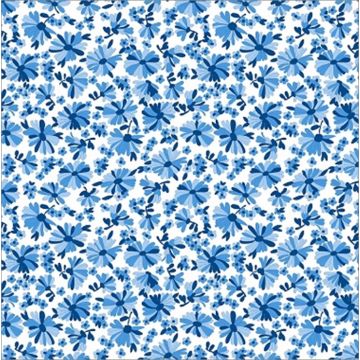 Micro Fibra Estampado Daisy Azul Cielo