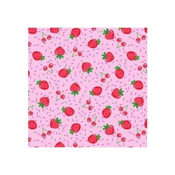 Micro Fibra Estampado Fresas Rosa Medio