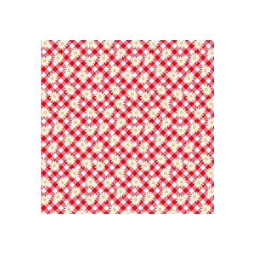 Micro Fibra Estampado Margarita Rombo Rojo