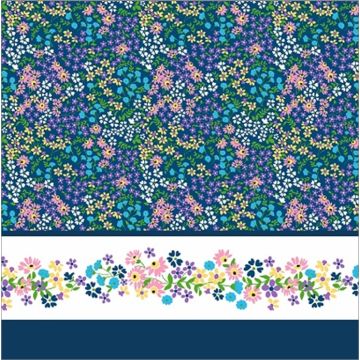 Micro Fibra Estampado Cenefa Liberty Azul Marino