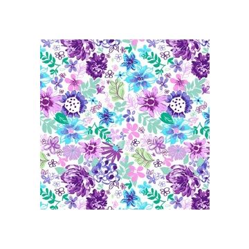 Micro Fibra Estampado Flor Mediana Morado Lila