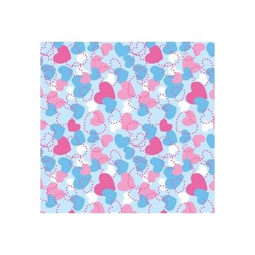 Micro Fibra Estampado Corazones Azul Cielo