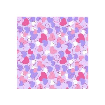 Micro Fibra Estampado Corazones Morado Lila