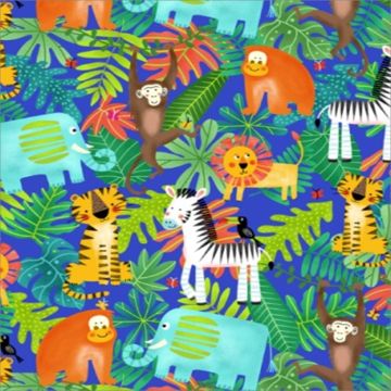 Silky Estampado 1.10 Jungla Azul Rey