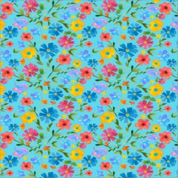 Silky Estampado 1.10 Flor Chica Azul Turqueza