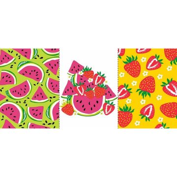 Blancos Lienzo con 3 Trapos Fresas y Sandias