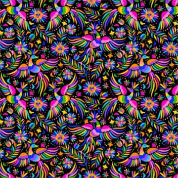 Blancos Mantelina Estampada Pajaros Mediano Negro