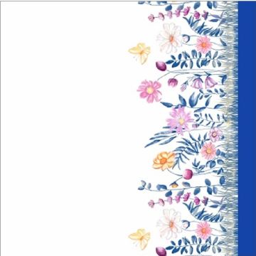 Cortina Tergal Zurich Flor Tallo Azul Rey