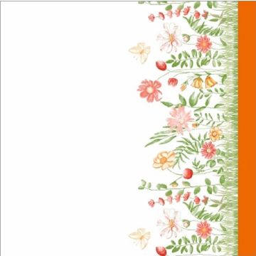 Cortina Tergal Zurich Flor Tallo Naranja