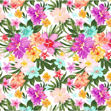 Brush Raya Estampado Flor Hawái Blanco