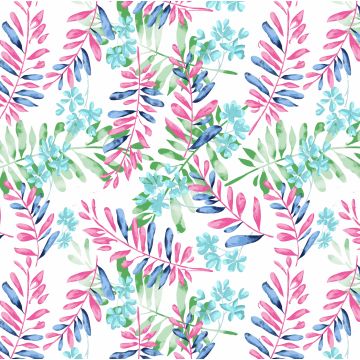 Brush Raya Estampado Hojas Blanco