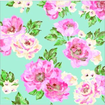 Brush Flor Acuarela Verde Menta