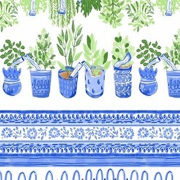 Mantel Roco Hierbas Azul Rey