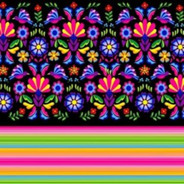 Mantel Roco Tiras Otomí Negro