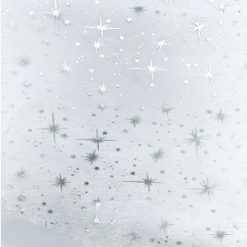 Organza Estrellas Liso Blanco