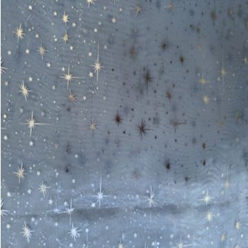 Organza Estrellas Liso Azul Cielo