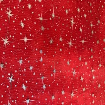 Organza Estrellas Liso Rojo