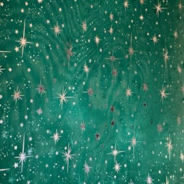 Organza Estrellas Liso Verde Bandera