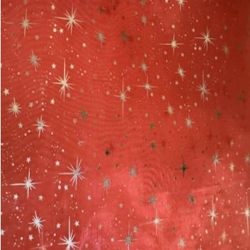Organza Estrellas Liso Rosa Coral