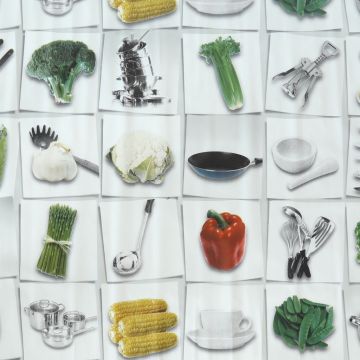 Plástico Fiestamesa Estampado Ingredientes Blanco