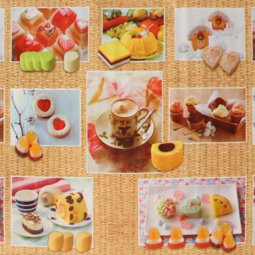 Plástico Fiestamesa Estampado Postres Café Arena