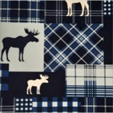 Polar Flannel Borrego Estampado Alce Azul Marino