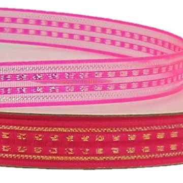 Listón De Organza Iridiscente Rosa Caliente #1.5 9 mm