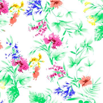 Rayón Chalis Flor Tropical Blanco