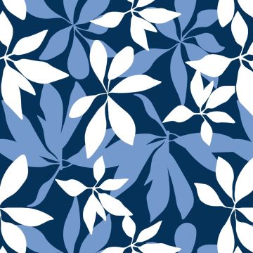 Rayón Chalis Hojas Azul Marino