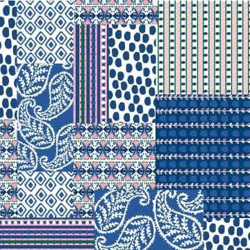 Rayón Chalis Patchwork Azul Marino