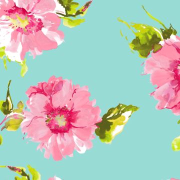 Rayón Chalis Flor Acuarela Verde Menta