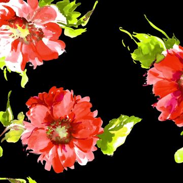 Rayón Chalis Flor Acuarela Negro