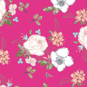 Rayón Chalis Flor Perfil Rosa Fiusha