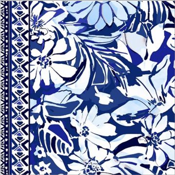 Royal Estampada 1.40 Flor Batik Azul Marino