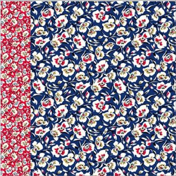 Royal Estampada 1.40 Cenefa Flores Azul Marino