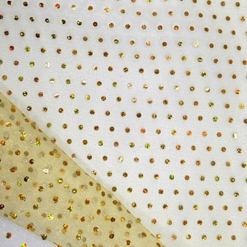 Tul con Lentejuela Liso Amarillo Oro